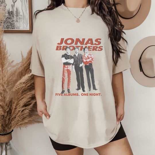 Discover Jonas Brothers Vintage T-shirt, Jonas Five Albums One Night Tour Tee Shirt
