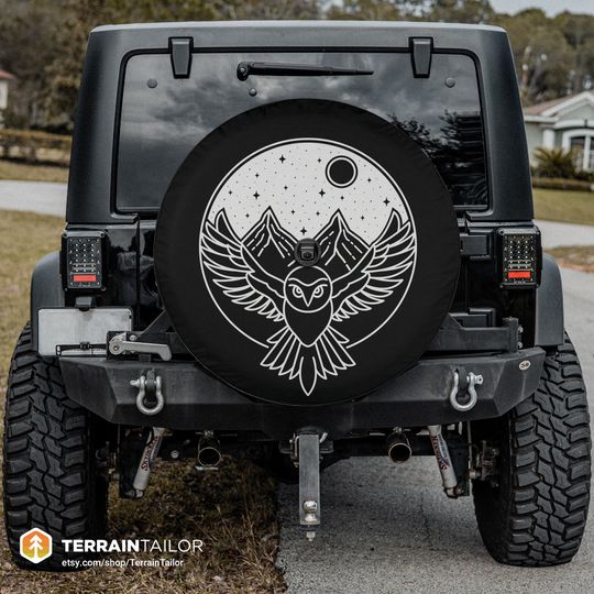 Discover Monoline Owl Night Scene Tire Cover