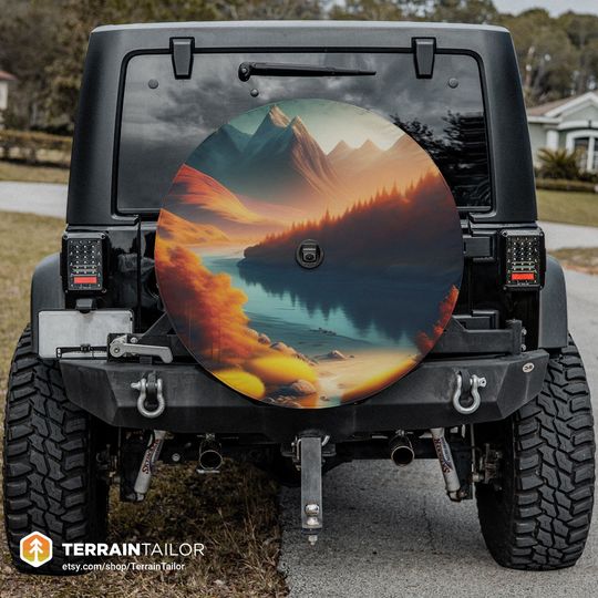 Discover Realistic Painted Mountain Landscape Spare Tire Cover