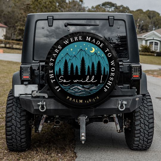 Discover Starry Night With Pine Trees Forest Spare Tire Cover