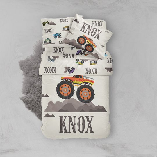 Discover Custom Name Bedding Sets, Monster Truck Bedding Set