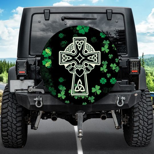 Discover Irish Celtic Cross Shamrock Spare Tire Cover