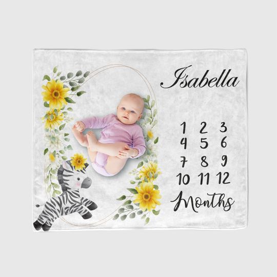 Discover Personalized Sunflower Milestone Fleece Blanket