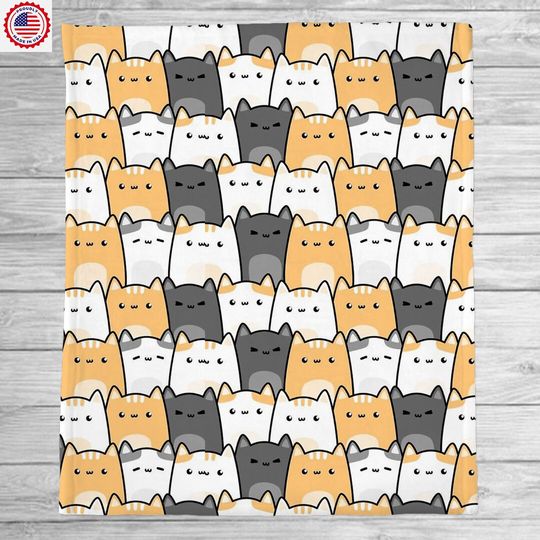 Discover Kawaii Cat Throw Blanket