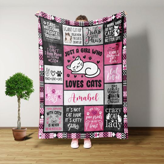 Discover Just A Girls Who Loves Cats Throw Blanket