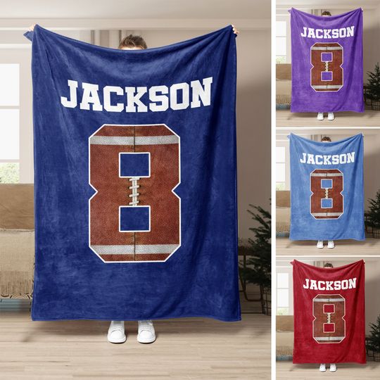 Discover Personalized Football Blanket, Custom Name Number Fleece Blanket