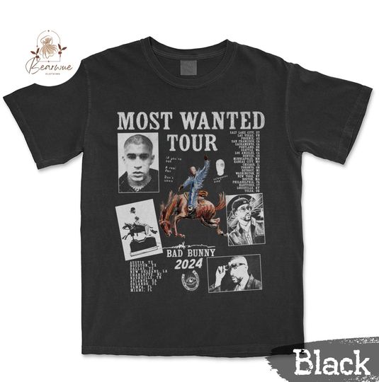 Discover Vintage Bad Bunny Most Wanted Tour 2024 Shirt, Bad Bunny Nadie Sabe Shirt