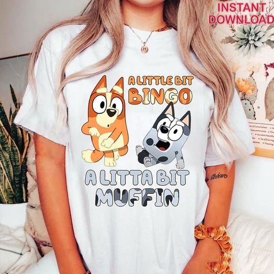 Discover BlueyDad Bingo Muffin Shirts| A Little Bit Bingo A Lotta Bit Muffin Shirts