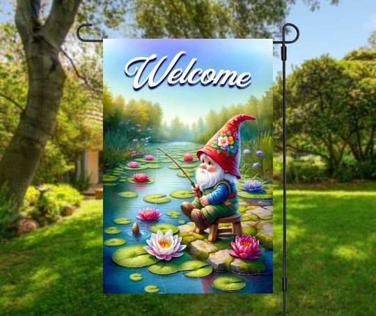Discover Welcome Garden Gnome  Garden Flag