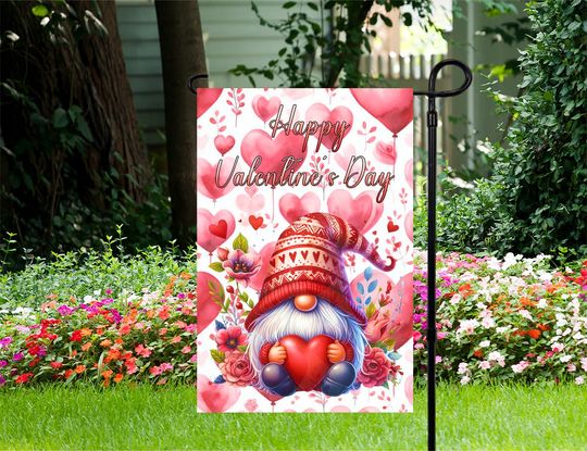 Discover Valentine's Day Gnome - Garden Flag