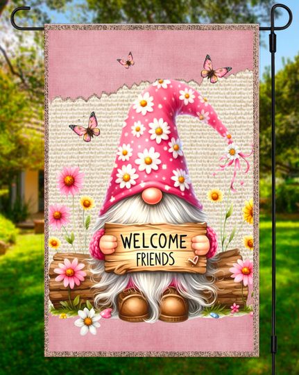 Discover PINK GNOME GARDEN flag