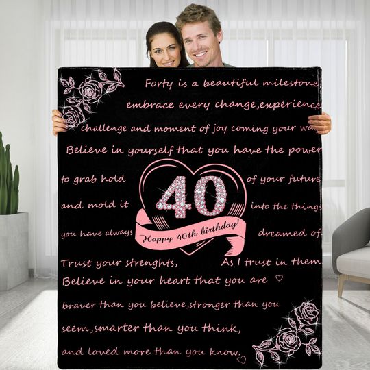 Discover Happy 40th Birthday Fleece Blanket, Birthday Gift For Women Daughter Girlfriend