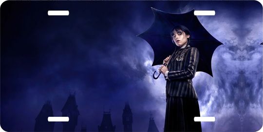 Discover Wednesday Addams Umbrella License Plate