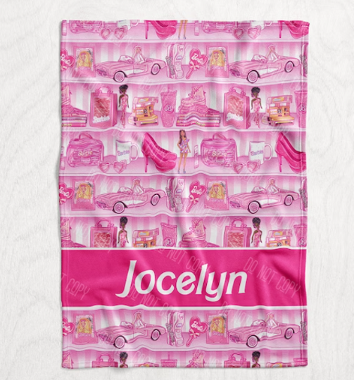 Discover Personalized Barbie Doll & Accessory Shelf Inspired Fleece Blanket