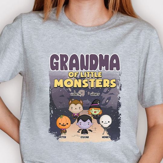 Discover Nana Of Little Monsters - Personalized Custom T-shirt - Gift For Grandma, Grandparents, Halloween Gift