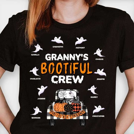 Discover Bootiful Crew - Ghosts and Spiders  - Personalized T-shirt, Halloween Ideas.