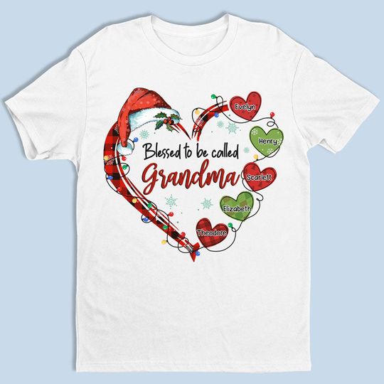 Discover Blessed To Be Called Grandma - Family Personalized T-shirt - Christmas Gift For Grandma