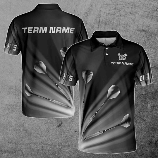 Discover Custom Name Team Name Silver Darts Arrow Darts Team Men's Polo Shirt