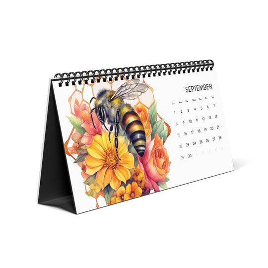 Discover Honey Bee Floral Vertical Desk Calendar (2024)