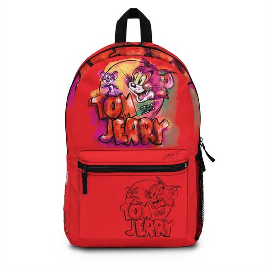 Discover Tom and Jerry, Red Kids Shool Backpack, Tom and Jerry Red Bag