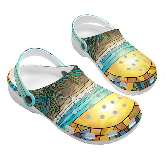 Discover Clogs, Beach, Sunrise Stain Glass Clogs