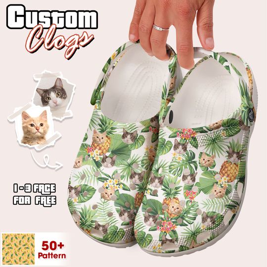 Discover Custom Cat Clog Shoes Gift For Cat Lover, Clogs With Pet Photo Clog
