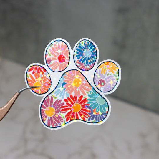 Discover Flower Dog Paw Sticker
