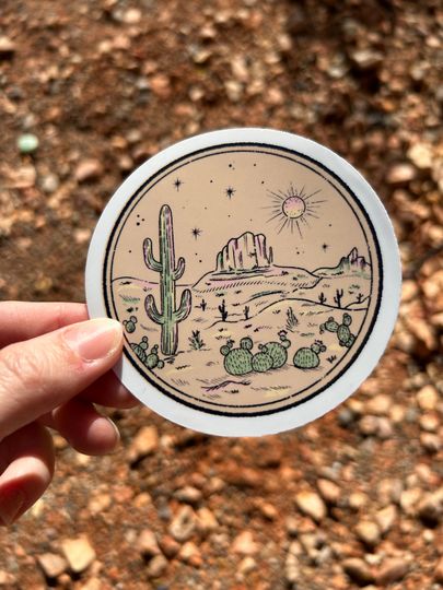 Discover Waterproof Vinyl Desert Landscape Sticker
