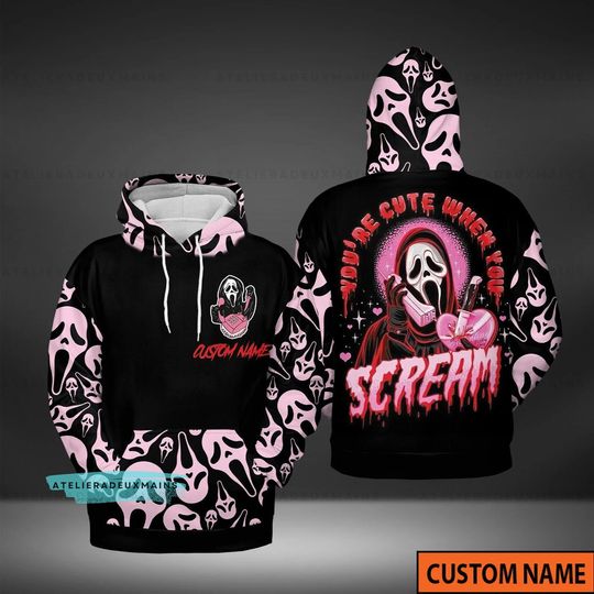 Discover Personalized Horror Ghostface You're Cute When You Scream 3D Hoodie