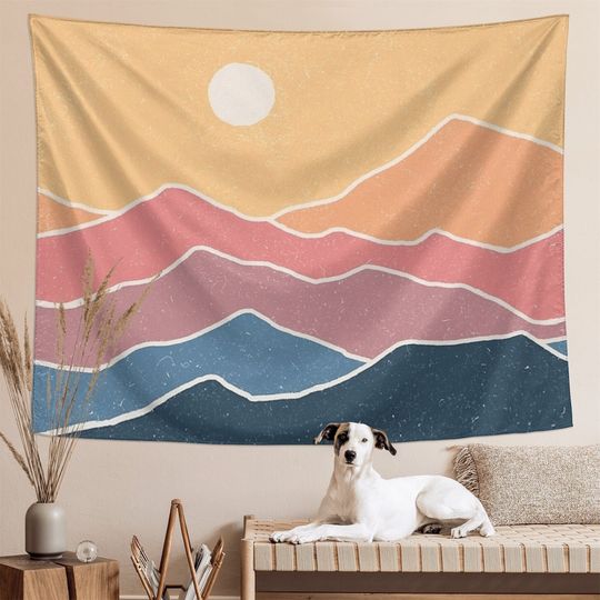 Discover Mountain and Sun Tapestry Wall Hanging Nature Landscape Tapestry