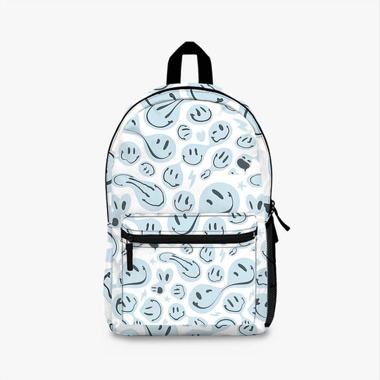 Discover Drippy Smile face Pastel Light Blue Preppy Aesthetic Smile Backpack