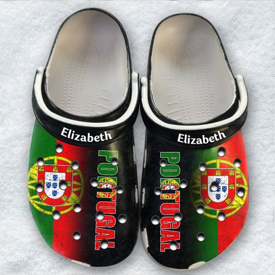 Discover Portugal Personalized Clogs Shoes With A Half Flag