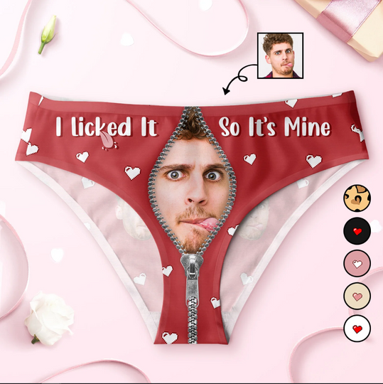Discover Personalized Photo I Licked It So It's Mine - Birthday, Anniversary, Funny Gift For Wife, Girlfriend