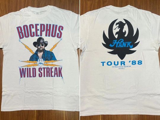 Discover Hank Williams Jr 1988 Bocephus Wild Streak Tour 88 Music Concert T-Shirt