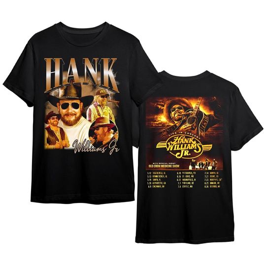 Discover Vintage Hank Williams Jr Live Headlining Tour 2023 T Shirt