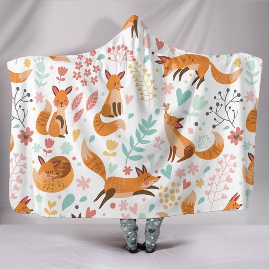 Discover Fox Botanical Hooded Blanket