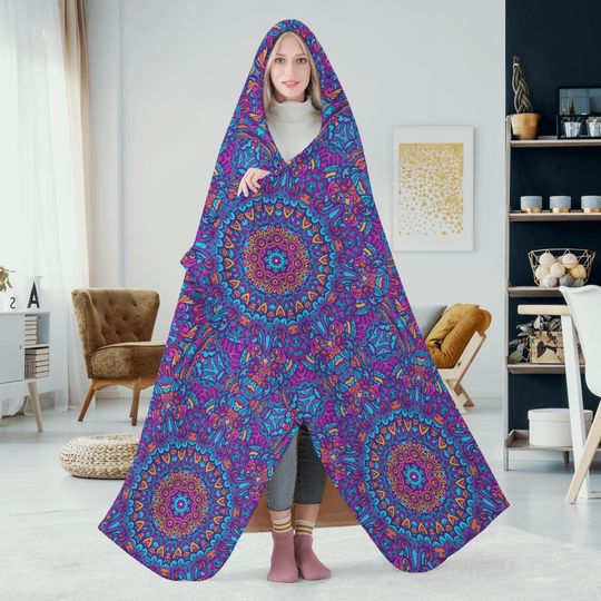 Discover Mandala Purple Blue Hooded Blanket