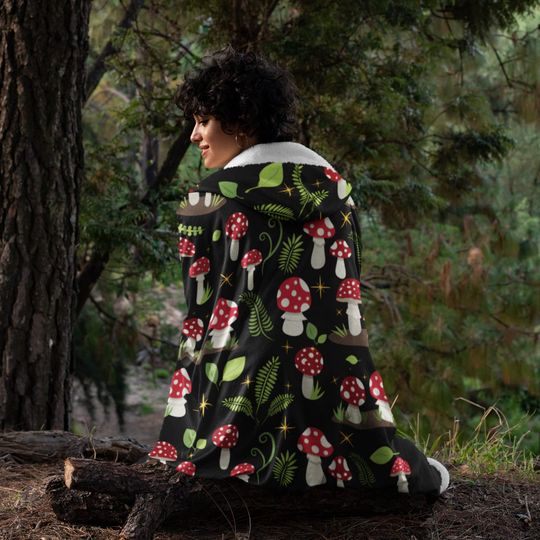 Discover Cottagecore Mushroom Hooded Blanket