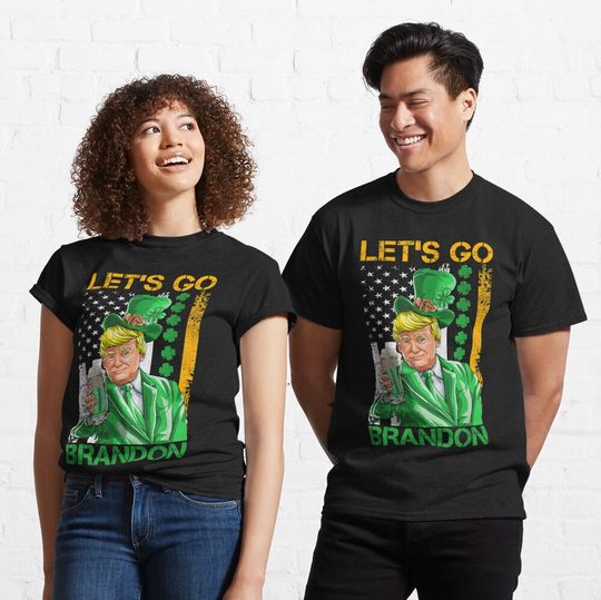 Discover Lets Go Brandon St Patricks Day Trump American Flag  T-Shirt