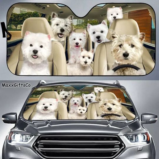 Discover West Highland White Terrier Car Sun Shade, Dogs Windshield