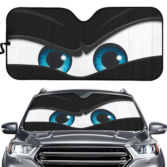 Discover 3D Cool Anger Eyes Printing Car Shades for Front Windows Stylish Car Sun Shade