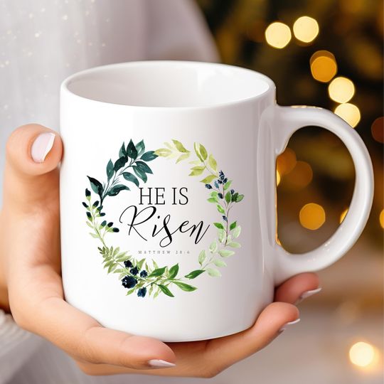 Discover He is Risen Christian Mug, Positive Coffee Mug