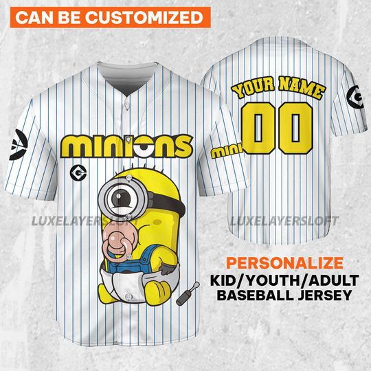 Discover Minions Baby Minion Cute Baseball Jersey,Custom Name Jersey,Family Vacation Shirt