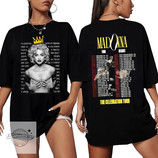 Discover Madonna The Celebration Tour Four Decades Music Tour 2024 Two-Sided Shirt, Madonna Fan Gifts