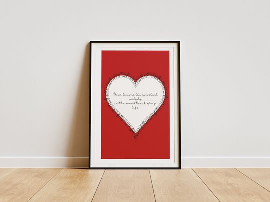Discover Valentine Day Red Music Heart Print, Love Message