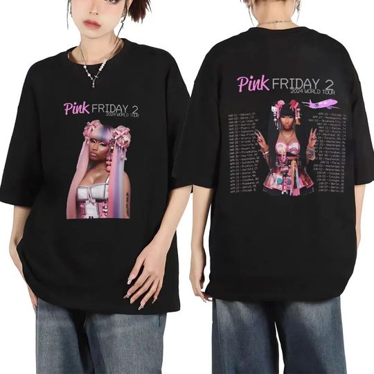 Discover Rapper Nicki Minaj Graphic T-Shirt, Pink Friday 2 World Tour 2024 Shirt