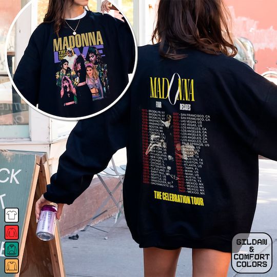 Discover Madonna The Celebration Tour Four Decades Music Tour 2024 Two-Sided Sweatshirt