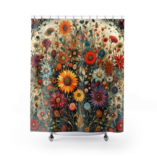 Discover Elegant Wildflower Boho Shower Curtain