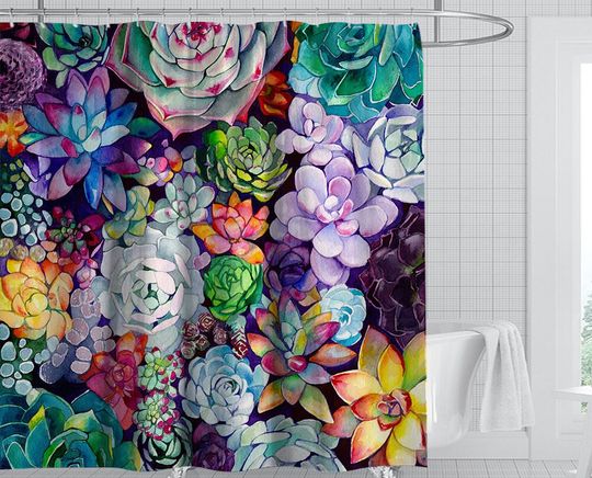 Discover Cactus Flower Shower Curtain - Succulent Plants Bath Decor