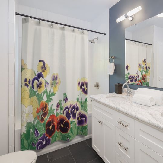 Discover Pansy Floral Shower Curtain - Fun Boho Bath Decor